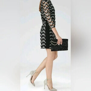 Reiss dress, size 12, black/silver, bodycon, designer, holidays, wedding guest